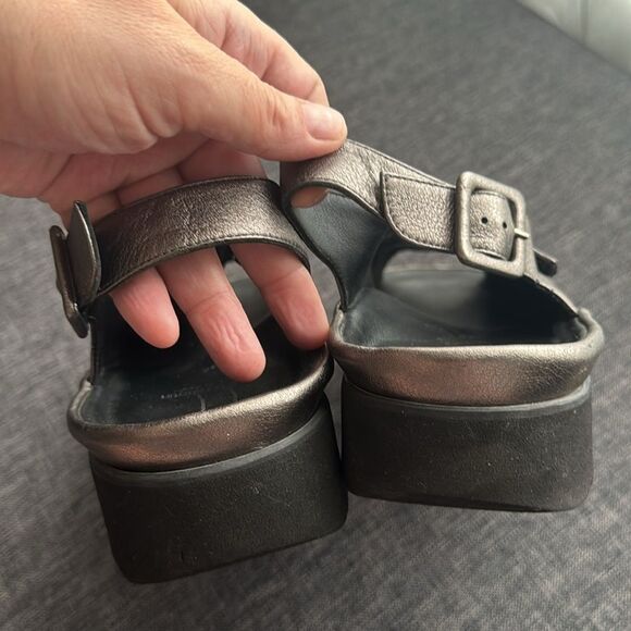 THIERRY RABOTIN WOMEN'S WILTON 1326 METALLIC PEWTER LEATHER COMBO Sz EU 40 US9,5 - Picture 15 of 16